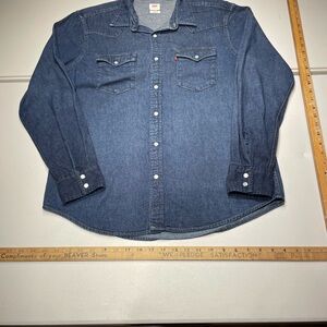 Levi's size large washed Indigo Western Cut Denim Shirt